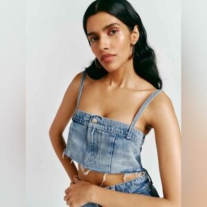 Reformation Light Blue Denim Crop Top
